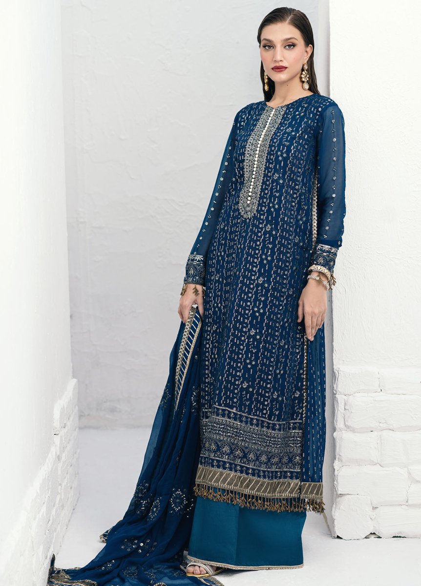 Afrozeh Custom Tailored 3 Piece Korean Raw Silk | CT - 140004 Ashen - Savoir - Festive Collection - Gulemaha