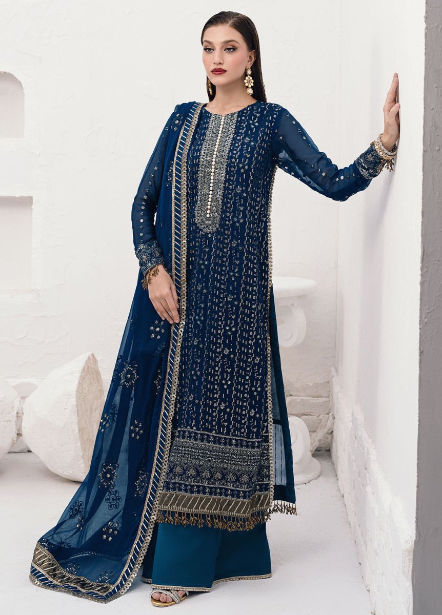 Afrozeh Custom Tailored 3 Piece Korean Raw Silk | CT - 140004 Ashen - Savoir - Festive Collection - Gulemaha