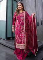 Afrozeh Custom Tailored 3 Piece Korean Raw Silk | TSG - 07 Merlot - There She Glows - Festive Collection - Gulemaha