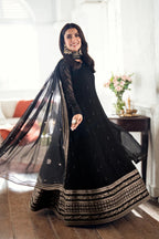 Azure Custom Tailored 1 Piece Chiffon | Caviar Noir – A Vision of Opulence - Festive Collection - Gulemaha