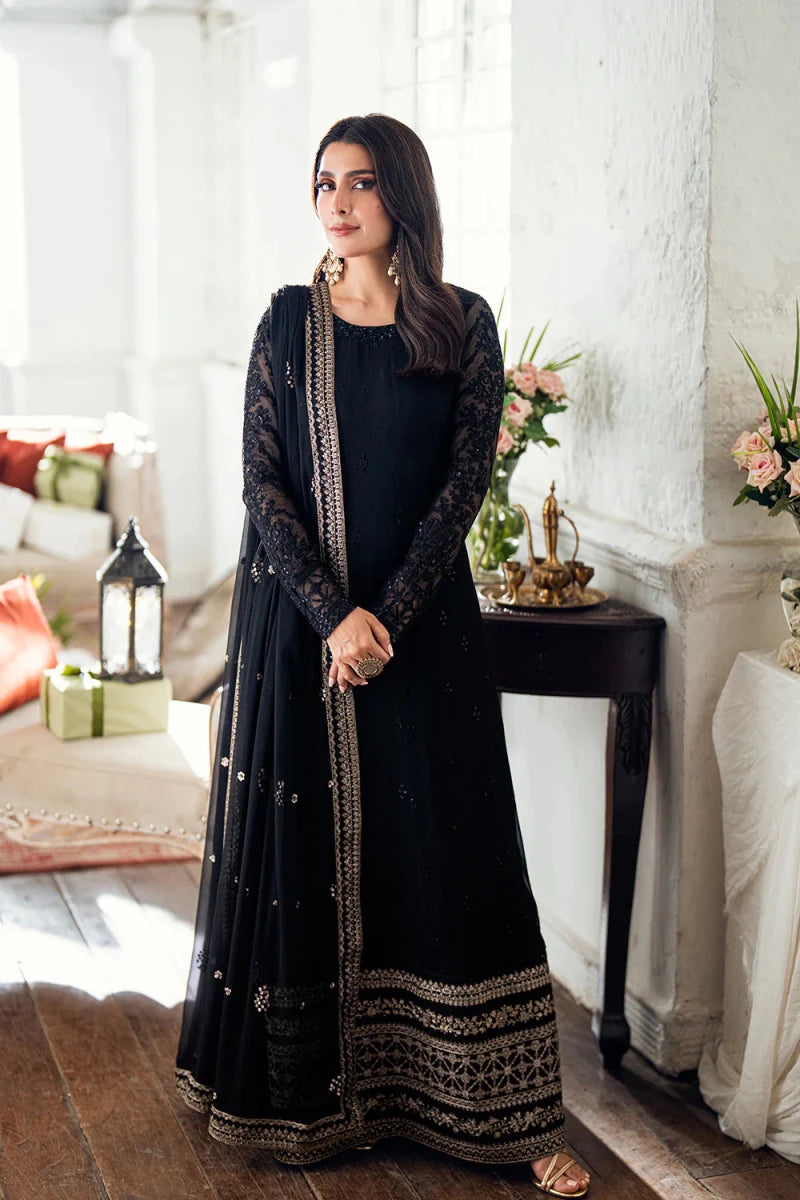 Azure Custom Tailored 1 Piece Chiffon | Caviar Noir – A Vision of Opulence - Festive Collection - Gulemaha