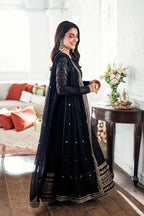 Azure Custom Tailored 1 Piece Chiffon | Caviar Noir – A Vision of Opulence - Festive Collection - Gulemaha