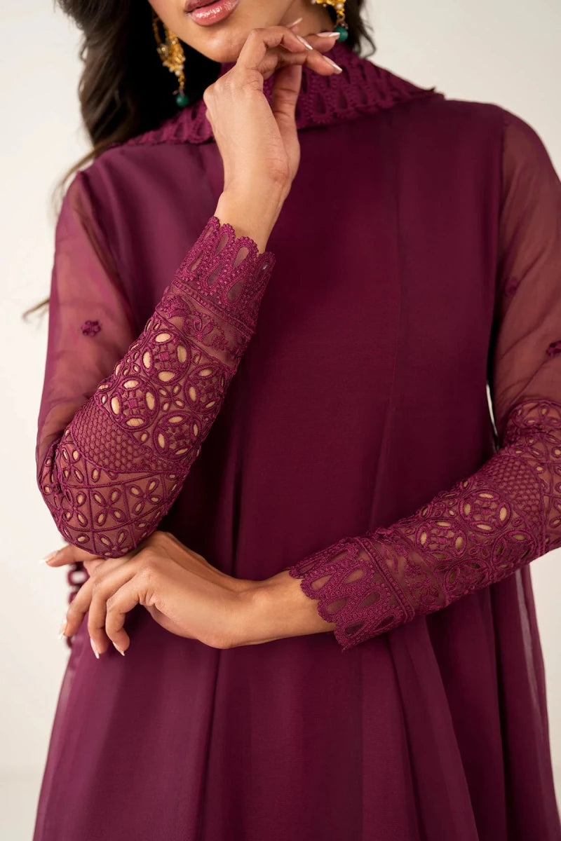 Baroque Pret 3 Piece Chiffon | Embroidered Chiffon Frock PR - 1121 - Festive Collection - Gulemaha