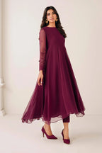 Baroque Pret 3 Piece Chiffon | Embroidered Chiffon Frock PR - 1121 - Festive Collection - Gulemaha