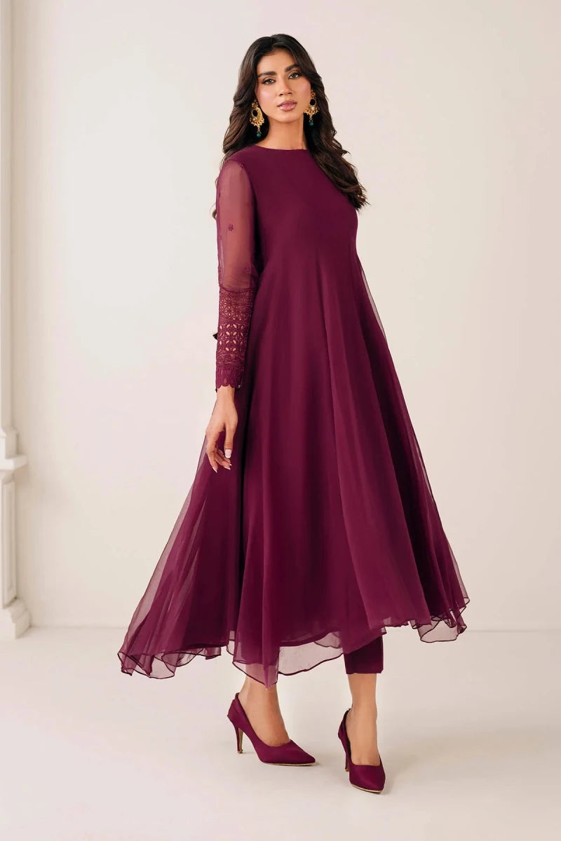 Baroque Pret 3 Piece Chiffon | Embroidered Chiffon Frock PR - 1121 - Festive Collection - Gulemaha