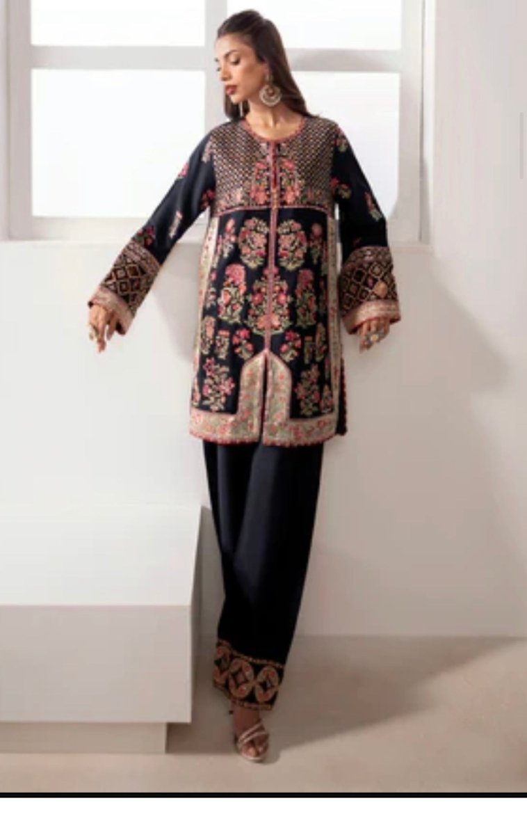 Ethnic Pret 3 Piece Korean Raw Silk | Embroidered Festive Suit - Festive Collection - Gulemaha