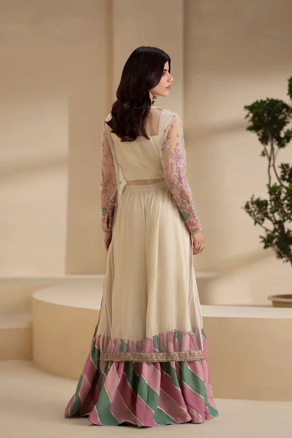 Ethnic Pret 4 Piece Net & Korean Raw Silk | Embroidered Suit E0906/104/003 - Festive Collection - Gulemaha
