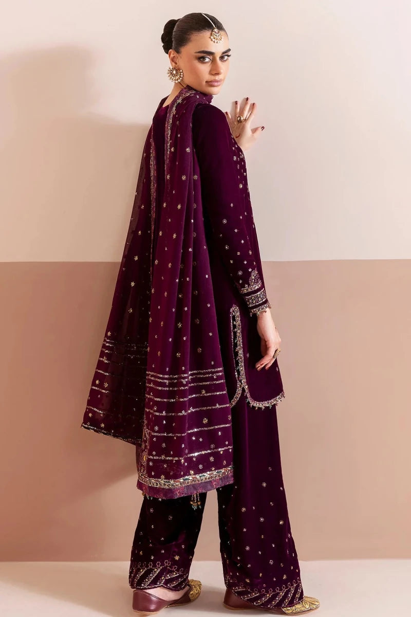Jazmine Velvet 3 Piece Velvet | Embroidered Velvet Formal CVF D - 05 - Winter Collection - Gulemaha