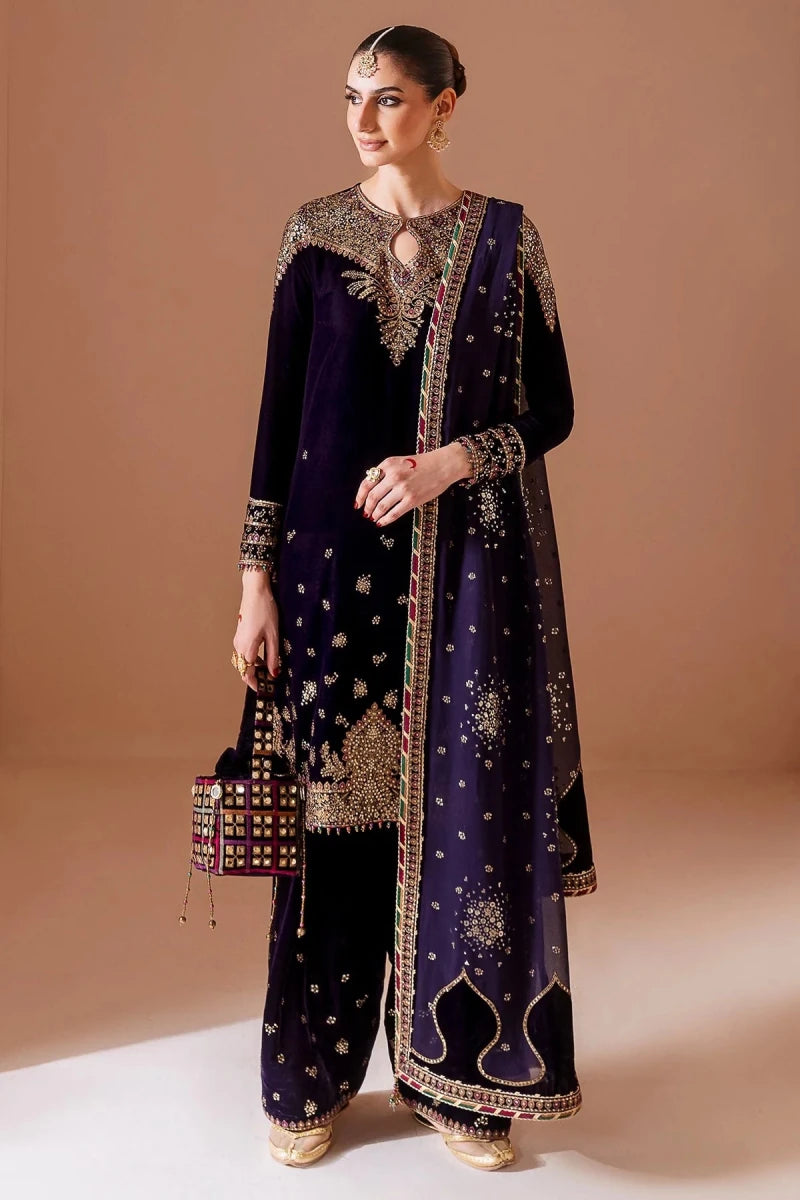 Jazmine Velvet 3 Piece Velvet | Embroidered Velvet Formal CVF D - 08 - Winter Collection - Gulemaha