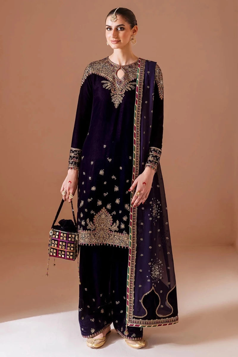 Jazmine Velvet 3 Piece Velvet | Embroidered Velvet Formal CVF D - 08 - Winter Collection - Gulemaha