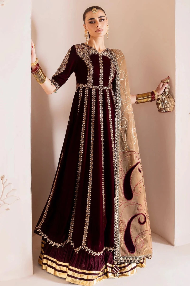 Jazmine Velvet 3 Piece Velvet | Embroidered Velvet Formal CVF D - 12 - Winter Collection - Gulemaha
