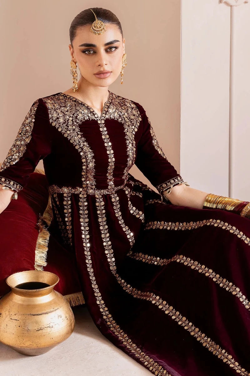 Jazmine Velvet 3 Piece Velvet | Embroidered Velvet Formal CVF D - 12 - Winter Collection - Gulemaha