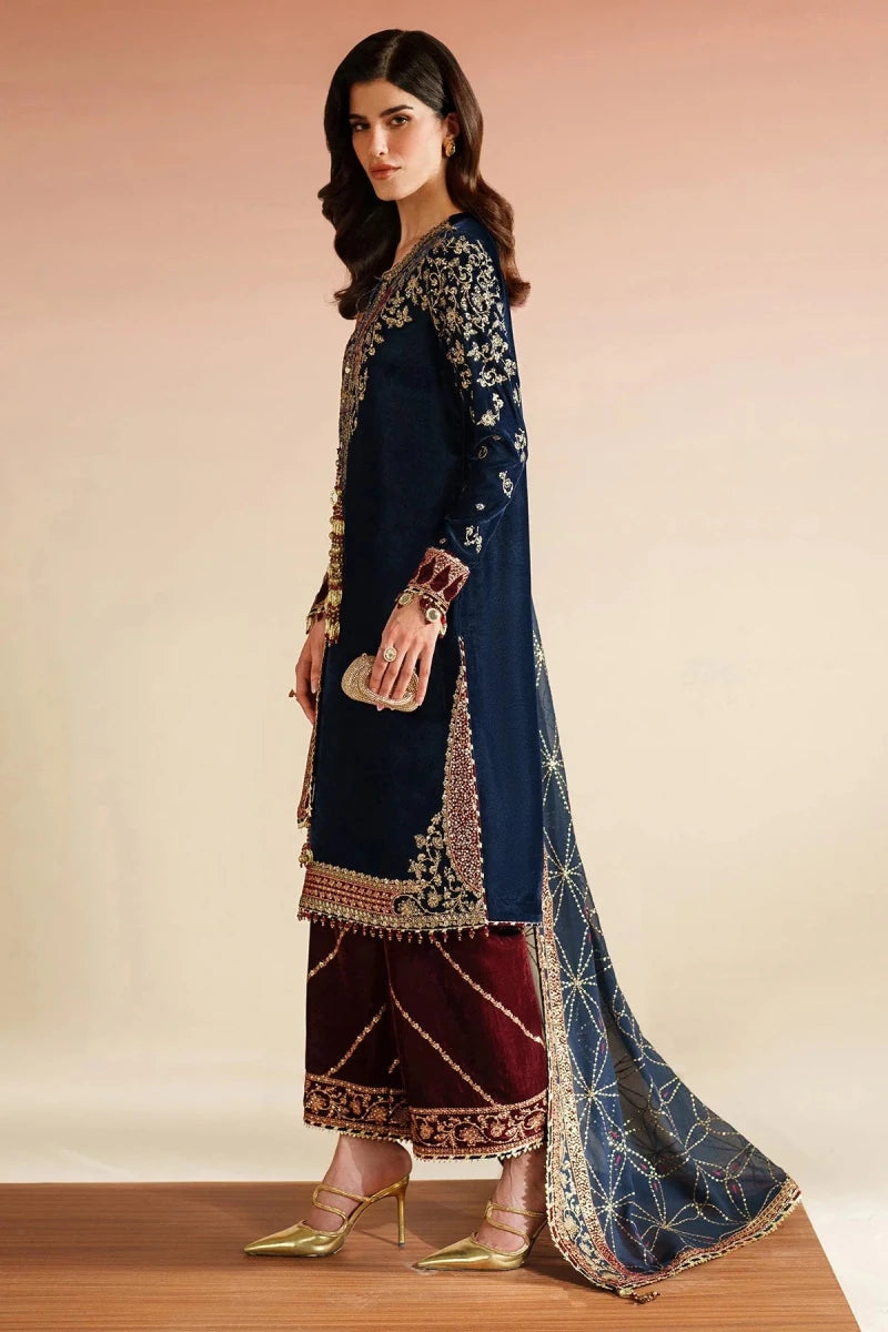 Jazmine Velvet 3 Piece Velvet | Embroidered Velvet Formal VVF D - 7 - Winter Collection - Gulemaha
