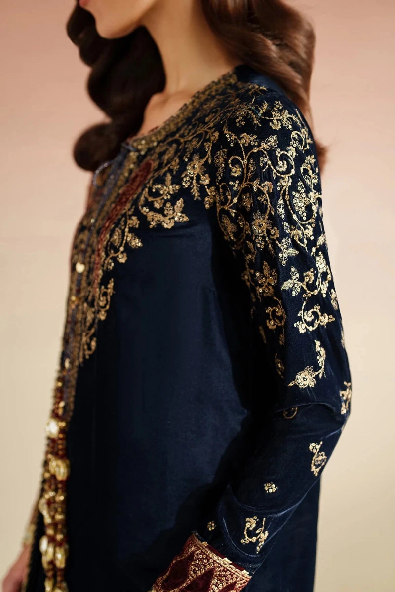 Jazmine Velvet 3 Piece Velvet | Embroidered Velvet Formal VVF D - 7 - Winter Collection - Gulemaha