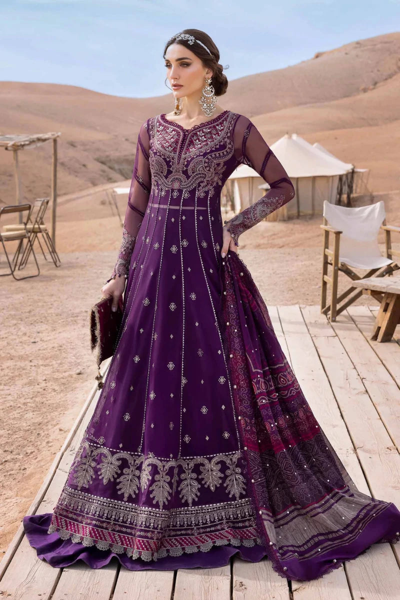 Maria B Custom Tailored 3 Piece Net | Embroidered Net Suit D - 2507 - B - Festive Collection - Gulemaha