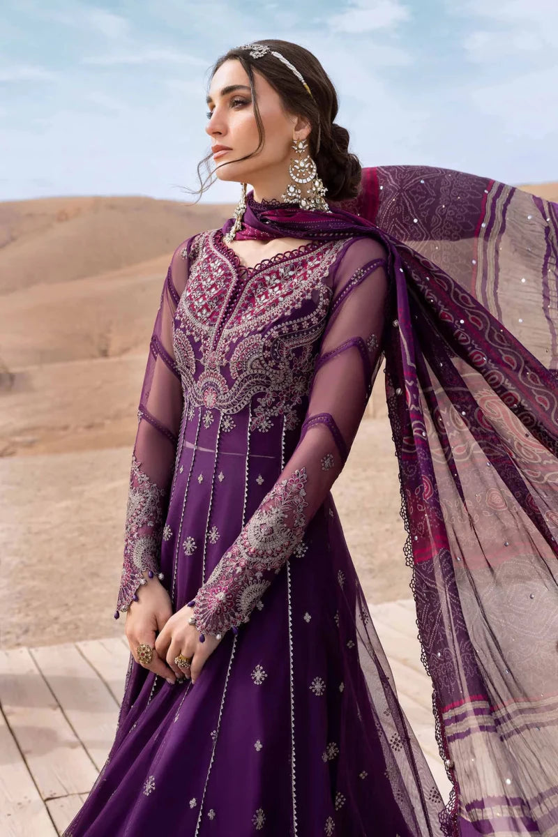 Maria B Custom Tailored 3 Piece Net | Embroidered Net Suit D - 2507 - B - Festive Collection - Gulemaha