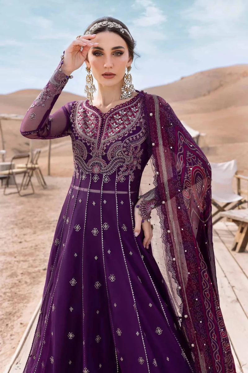 Maria B Custom Tailored 3 Piece Net | Embroidered Net Suit D - 2507 - B - Festive Collection - Gulemaha