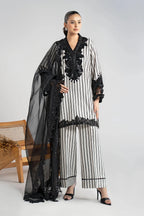 Maria B Pret 3 Piece Cotton | DW - W25 - 33 - Black - Summer Collection - Gulemaha