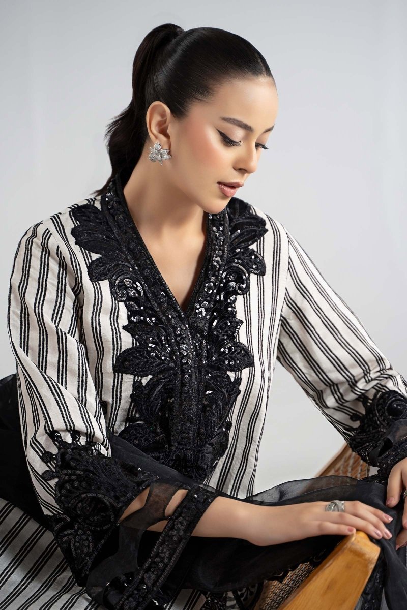 Maria B Pret 3 Piece Cotton | DW - W25 - 33 - Black - Summer Collection - Gulemaha