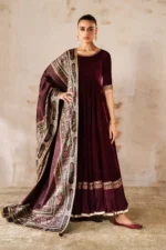 Baroque Pret (3pc) Cotton | EMBROIDERED VELVET PR-1207 - Velvet Collection