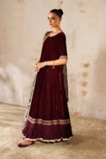 Baroque Pret (3pc) Cotton | EMBROIDERED VELVET PR-1207 - Velvet Collection - Image 3