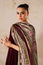 Baroque Pret (3pc) Cotton | EMBROIDERED VELVET PR-1207 - Velvet Collection - Image 4