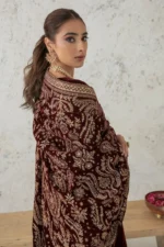 Baroque Accessories (1pc)  | EMBROIDERED VELVET SHAWL VS-32 - Shawls - Image 4