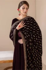 Baroque Accessories (1pc)  | EMBROIDERED VELVET SHAWL VS-42 - Shawls - Image 2