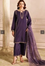 Charizma Pret (3pc) Korean Raw Silk |  CMA-4-082 - Festive Collection