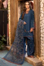 Charizma Pret (3pc) Korean Raw Silk | 3-PC Embroidered Raw-Silk Suit CMA-5-136 - Festive Collection - Image 2