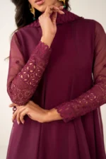 Baroque Pret (3pc) Chiffon | EMBROIDERED CHIFFON FROCK PR-1121 - Festive Collection - Image 3