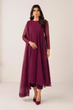 Baroque Pret (3pc) Chiffon | EMBROIDERED CHIFFON FROCK PR-1121 - Festive Collection - Image 2