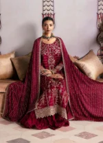 Afrozeh Stiched (3pc) Korean Raw Silk | TSG-07 Merlot - There She Glows - Formal Collection - Image 3